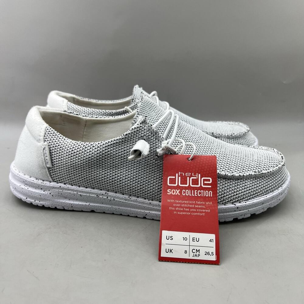 Hey Dude Wendy Sox Stone White Shoes Women Size 10 Collection Comfort Sneakers